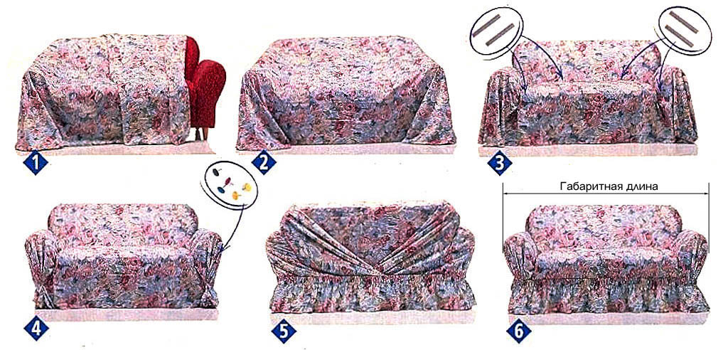 Чехол на диван: шьем самостоятельно — с построением выкройки и без .
